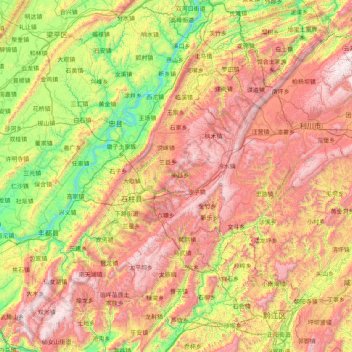 Mapa topográfico 石柱土家族自治县, altitud, relieve