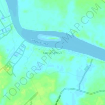 Mapa topográfico Kuala Panduk, altitud, relieve