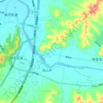 Mapa topográfico 岭东街道, altitud, relieve