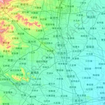 Mapa topográfico 许昌市, altitud, relieve