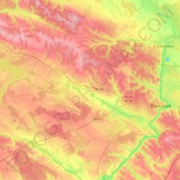 Mapa topográfico Якушинецька сільська громада, altitud, relieve
