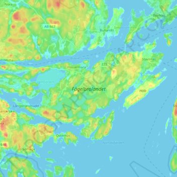 Mapa topográfico Fågelbrolandet, altitud, relieve