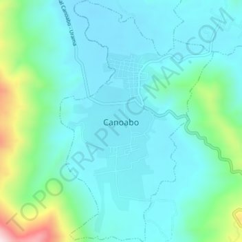 Mapa topográfico Canoabo, altitud, relieve