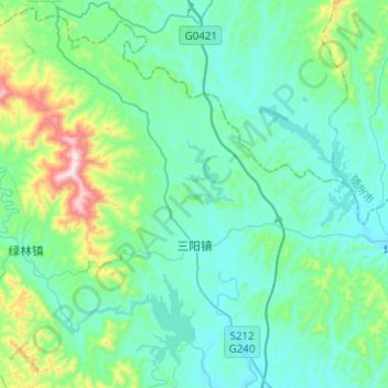 Mapa topográfico 三阳镇, altitud, relieve