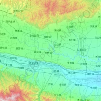 Mapa topográfico 岐山县, altitud, relieve