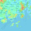 Mapa topográfico Taishan, altitud, relieve