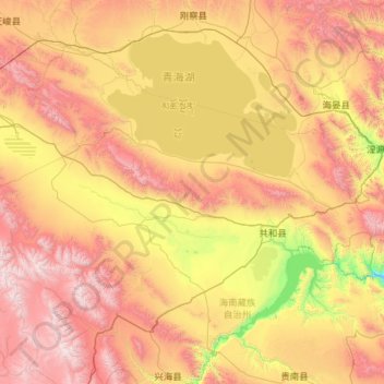 Mapa topográfico 共和县, altitud, relieve