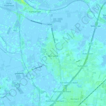 Mapa topográfico Oud Gastel, altitud, relieve