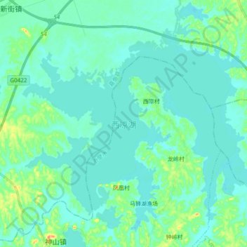 Mapa topográfico 西凉湖, altitud, relieve