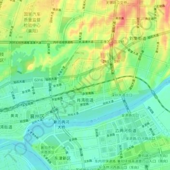 Mapa topográfico 肖湾街道, altitud, relieve
