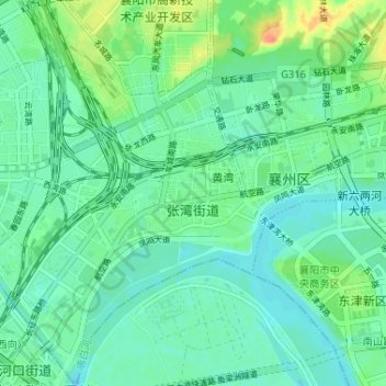 Mapa topográfico 张湾街道, altitud, relieve