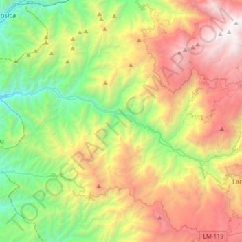 Mapa topográfico Antioquía, altitud, relieve