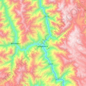 Mapa topográfico 拖顶傈僳族乡, altitud, relieve