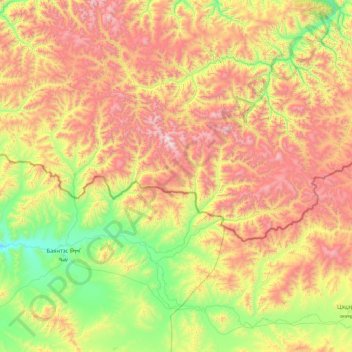Mapa topográfico Сумон Качык, altitud, relieve
