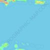 Mapa topográfico Nederlandse Cariben, altitud, relieve