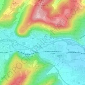 Mapa topográfico Mutzig, altitud, relieve