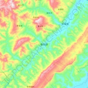 Mapa topográfico 膏田镇, altitud, relieve