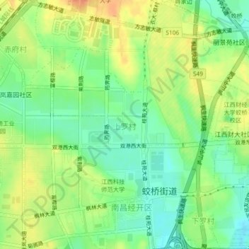 Mapa topográfico 上罗村, altitud, relieve