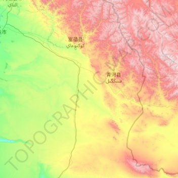 Mapa topográfico 吐尔洪乡, altitud, relieve