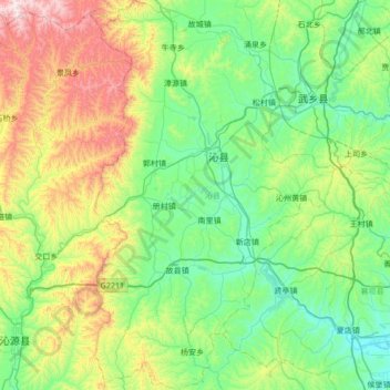 Mapa topográfico 沁县, altitud, relieve