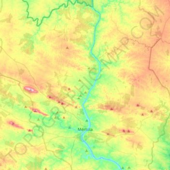 Mapa topográfico Mértola, altitud, relieve