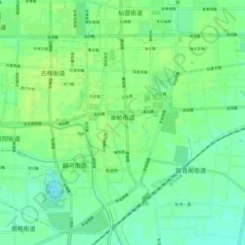 Mapa topográfico 阜桥街道, altitud, relieve