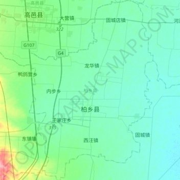 Mapa topográfico 柏乡县, altitud, relieve