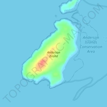Mapa topográfico Anderson Island, altitud, relieve