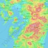 Mapa topográfico Prefectura de Kumamoto, altitud, relieve