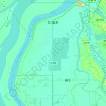 Mapa topográfico 凤凰乡, altitud, relieve