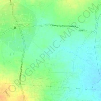 Mapa topográfico Ward 34, altitud, relieve