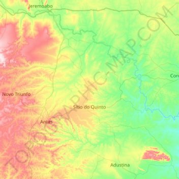Mapa topográfico Sítio do Quinto, altitud, relieve