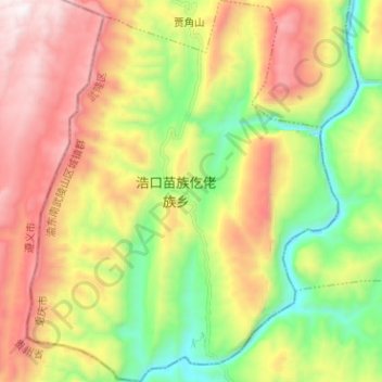 Mapa topográfico 浩口乡, altitud, relieve