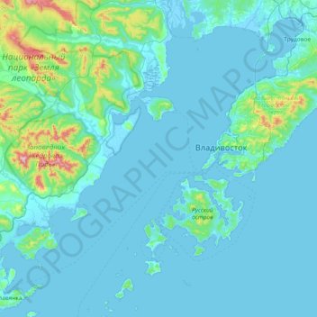 Mapa topográfico Амурский залив, altitud, relieve