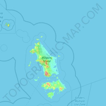 Mapa topográfico Flinders Council, altitud, relieve