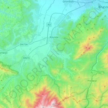 Mapa topográfico Rosenau, altitud, relieve
