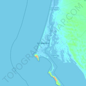 Mapa topográfico Isla Magdalena, altitud, relieve