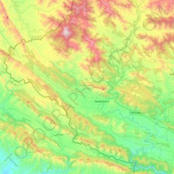 Mapa topográfico Nowshehra Tehsil, altitud, relieve