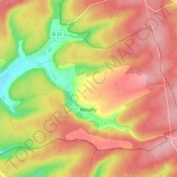 Mapa topográfico Mouilly, altitud, relieve