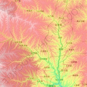 Mapa topográfico 富县, altitud, relieve