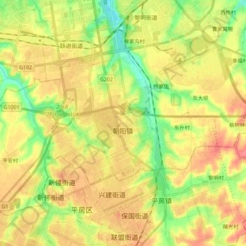 Mapa topográfico 朝阳镇, altitud, relieve