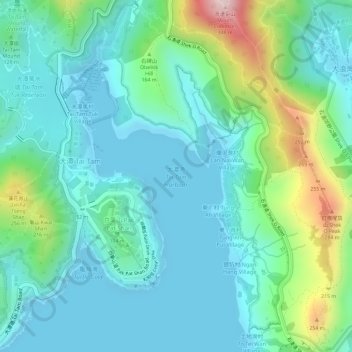 Mapa topográfico 大潭港, altitud, relieve