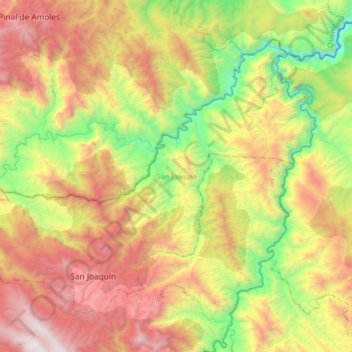 Mapa topográfico San Joaquín, altitud, relieve