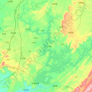 Mapa topográfico 长寿湖, altitud, relieve