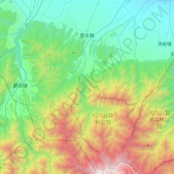 Mapa topográfico 营头镇, altitud, relieve
