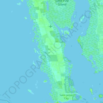 Mapa topográfico Saint James City, altitud, relieve