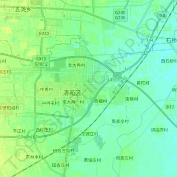 Mapa topográfico 清苑镇, altitud, relieve