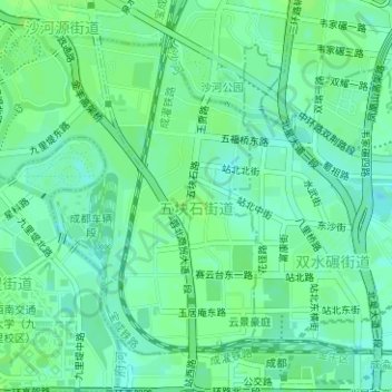 Mapa topográfico 五块石街道, altitud, relieve