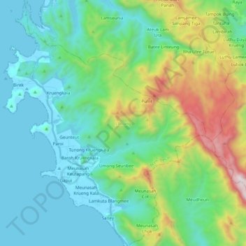 Mapa topográfico Lhoong, altitud, relieve