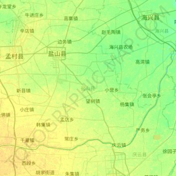 Mapa topográfico 盐山县, altitud, relieve